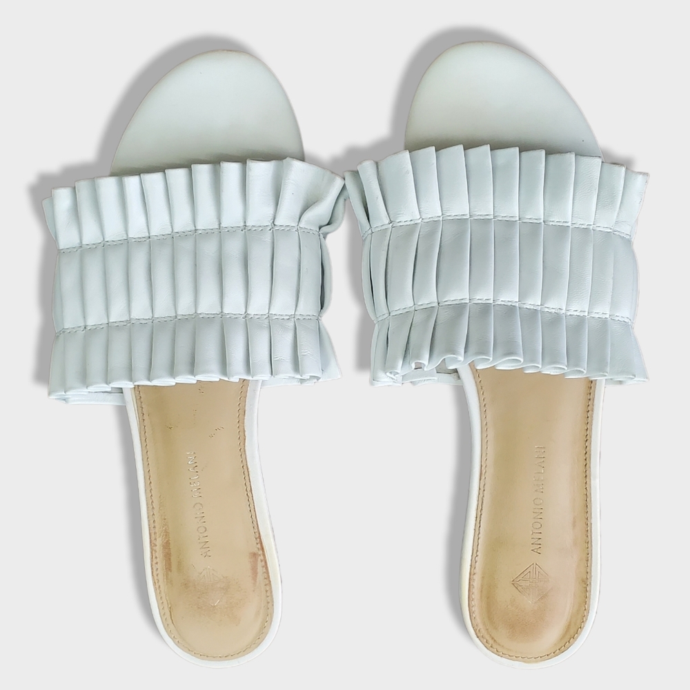ANTONIO MELANI White Pleated Sandals